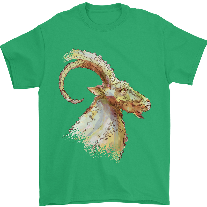 A Watercolour Goat Farming Mens T-Shirt 100% Cotton Irish Green