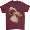 A Watercolour Goat Farming Mens T-Shirt 100% Cotton Maroon