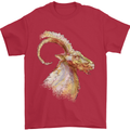 A Watercolour Goat Farming Mens T-Shirt 100% Cotton Red