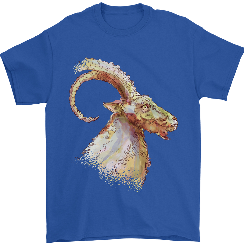 A Watercolour Goat Farming Mens T-Shirt 100% Cotton Royal Blue