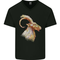 A Watercolour Goat Farming Mens V-Neck Cotton T-Shirt Black