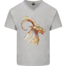 A Watercolour Goat Farming Mens V-Neck Cotton T-Shirt Sports Grey