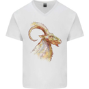A Watercolour Goat Farming Mens V-Neck Cotton T-Shirt White