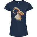 A Watercolour Goat Farming Womens Petite Cut T-Shirt Navy Blue