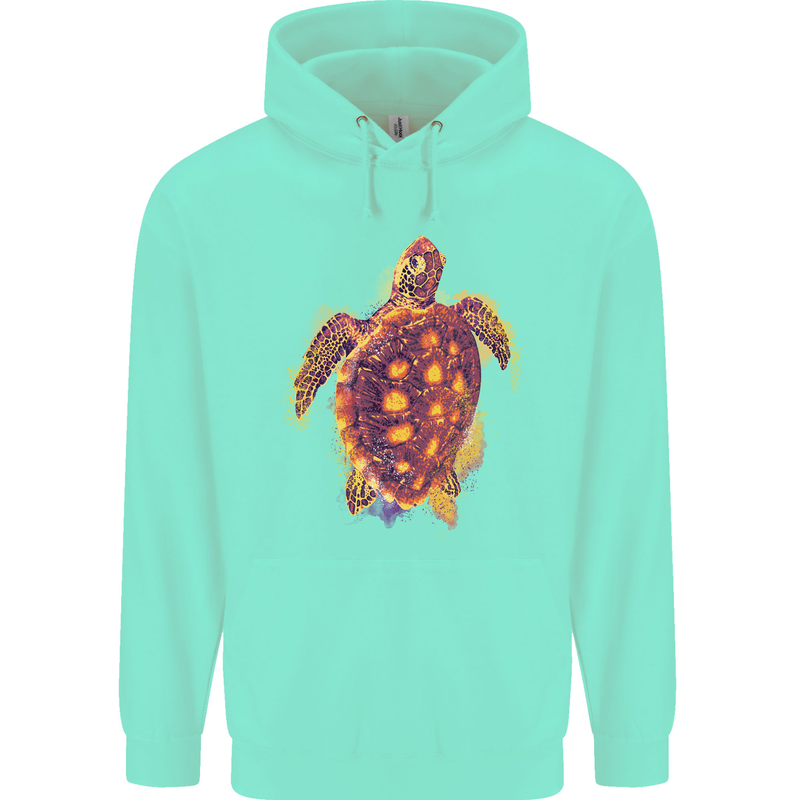 A Watercolour Turtle Childrens Kids Hoodie Peppermint
