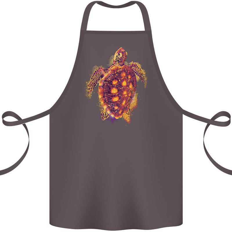 A Watercolour Turtle Cotton Apron 100% Organic Dark Grey