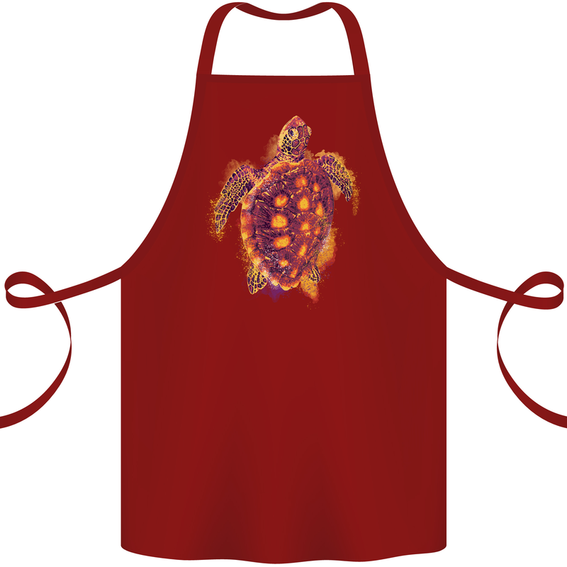 A Watercolour Turtle Cotton Apron 100% Organic Maroon