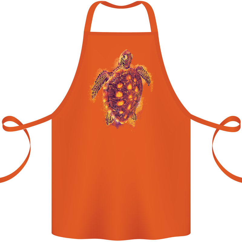 A Watercolour Turtle Cotton Apron 100% Organic Orange