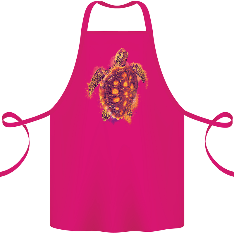 A Watercolour Turtle Cotton Apron 100% Organic Pink