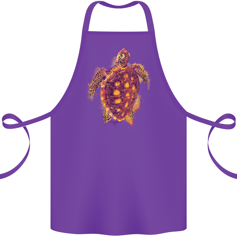 A Watercolour Turtle Cotton Apron 100% Organic Purple