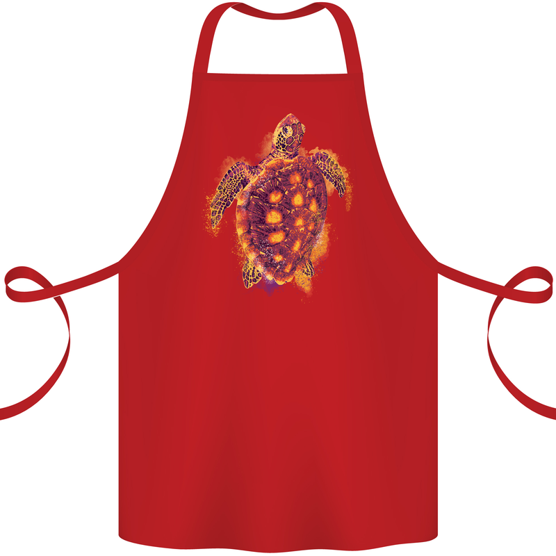 A Watercolour Turtle Cotton Apron 100% Organic Red