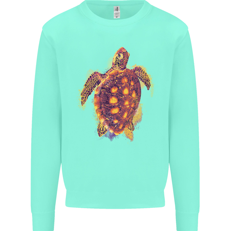 A Watercolour Turtle Kids Sweatshirt Jumper Peppermint