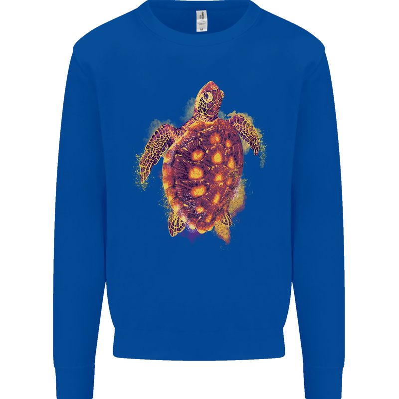 A Watercolour Turtle Kids Sweatshirt Jumper Royal Blue