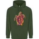 A Watercolour Turtle Mens 80% Cotton Hoodie Forest Green