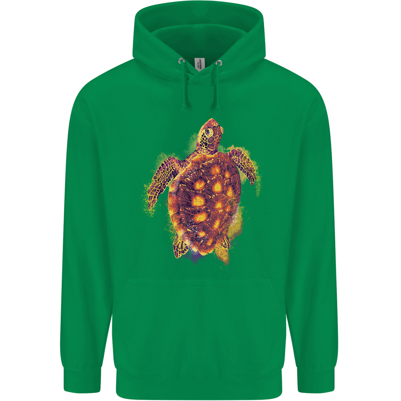 A Watercolour Turtle Mens 80% Cotton Hoodie Irish Green