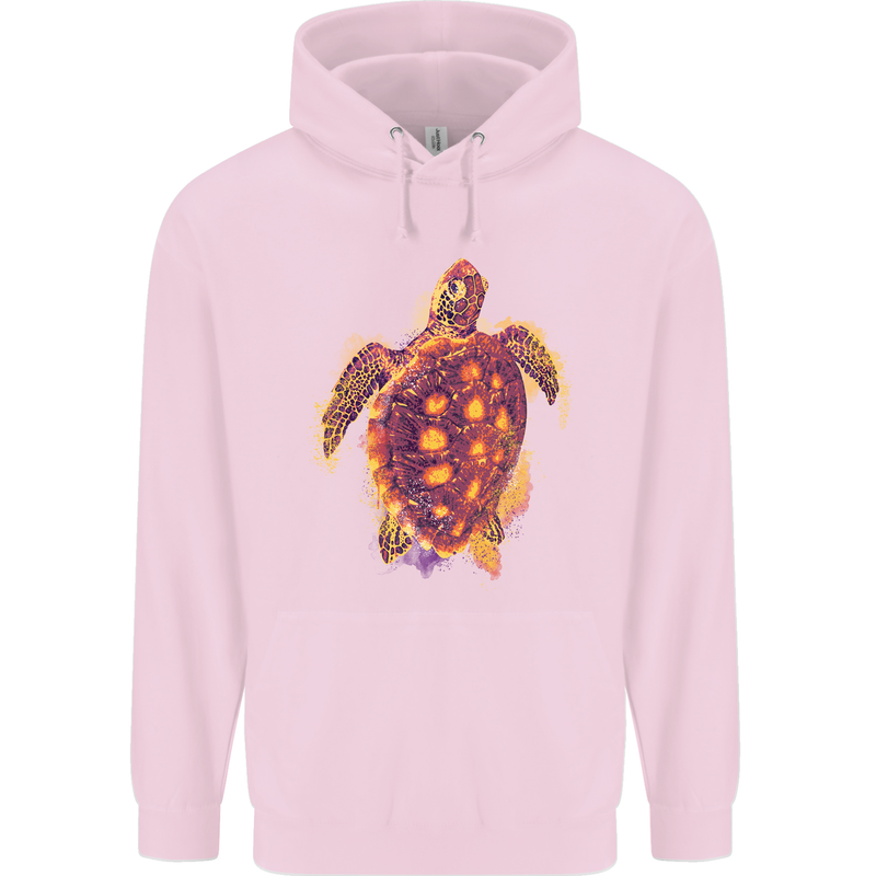 A Watercolour Turtle Mens 80% Cotton Hoodie Light Pink