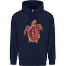 A Watercolour Turtle Mens 80% Cotton Hoodie Navy Blue