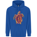 A Watercolour Turtle Mens 80% Cotton Hoodie Royal Blue