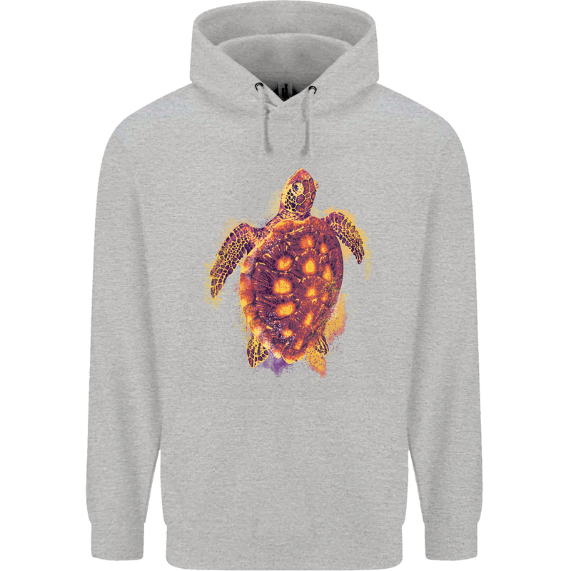 A Watercolour Turtle Mens 80% Cotton Hoodie Sports Grey