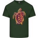 A Watercolour Turtle Mens Cotton T-Shirt Tee Top Forest Green