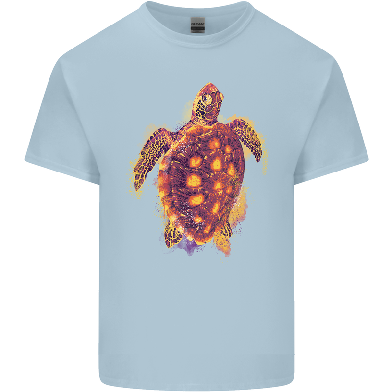 A Watercolour Turtle Mens Cotton T-Shirt Tee Top Light Blue