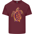 A Watercolour Turtle Mens Cotton T-Shirt Tee Top Maroon