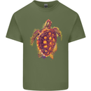 A Watercolour Turtle Mens Cotton T-Shirt Tee Top Military Green