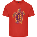 A Watercolour Turtle Mens Cotton T-Shirt Tee Top Red