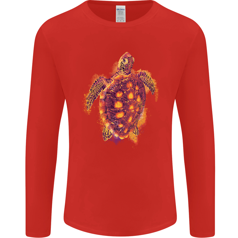 A Watercolour Turtle Mens Long Sleeve T-Shirt Red