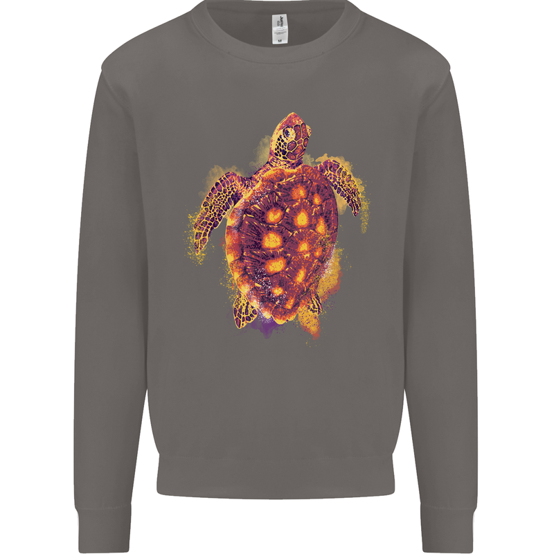 A Watercolour Turtle Mens Sweatshirt Jumper Charcoal