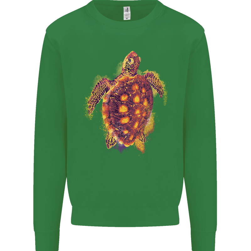 A Watercolour Turtle Mens Sweatshirt Jumper Irish Green