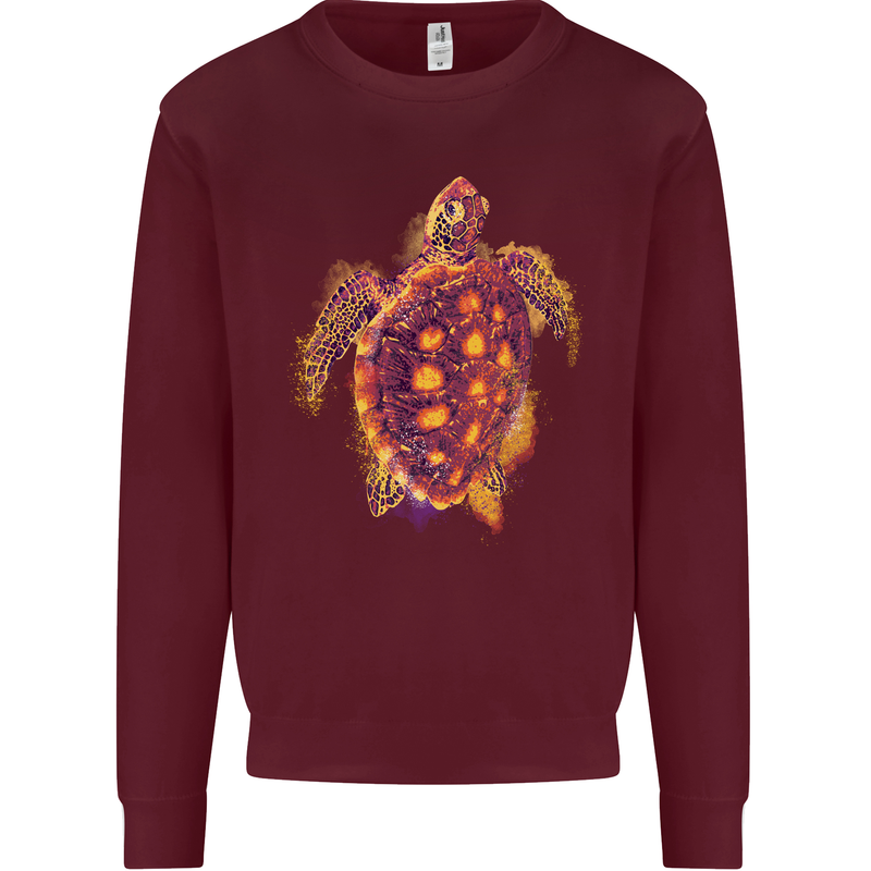 A Watercolour Turtle Mens Sweatshirt Jumper Maroon