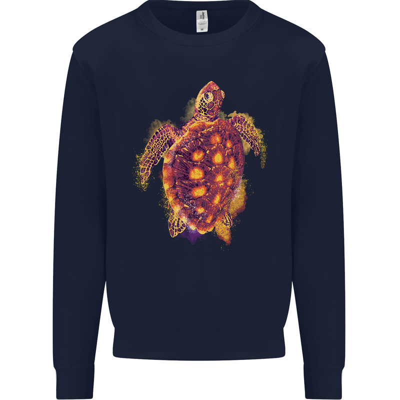 A Watercolour Turtle Mens Sweatshirt Jumper Navy Blue