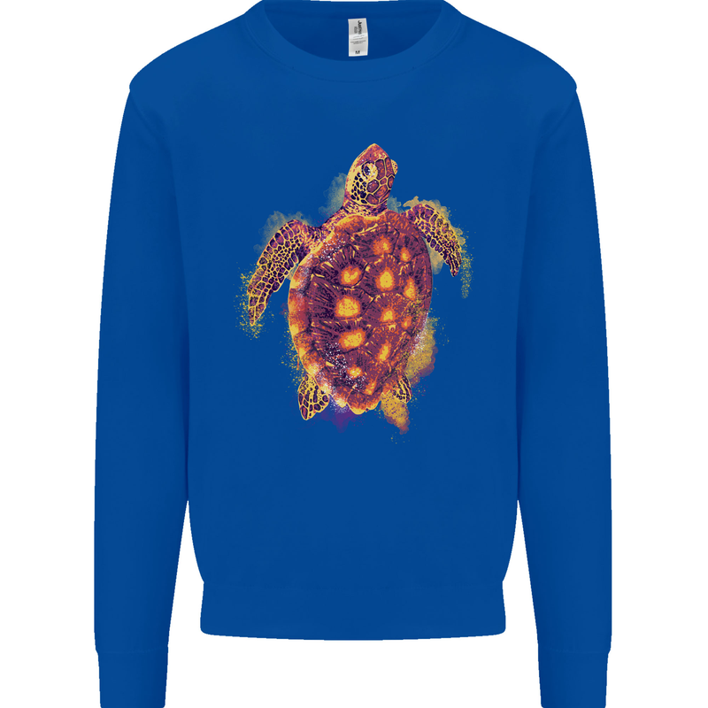 A Watercolour Turtle Mens Sweatshirt Jumper Royal Blue