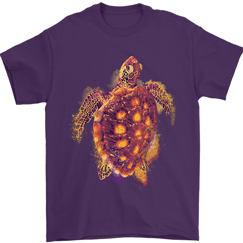 A Watercolour Turtle Mens T-Shirt 100% Cotton Purple