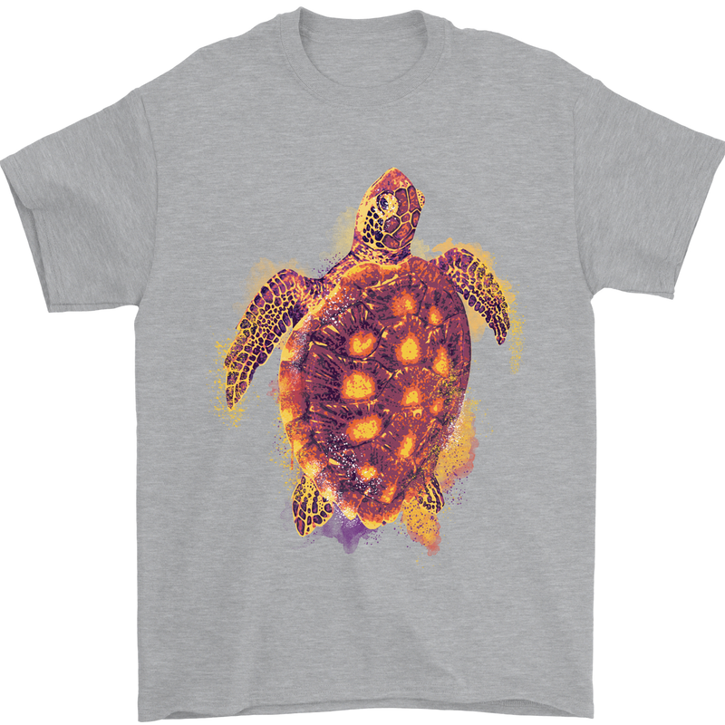 A Watercolour Turtle Mens T-Shirt 100% Cotton Sports Grey