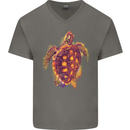 A Watercolour Turtle Mens V-Neck Cotton T-Shirt Charcoal