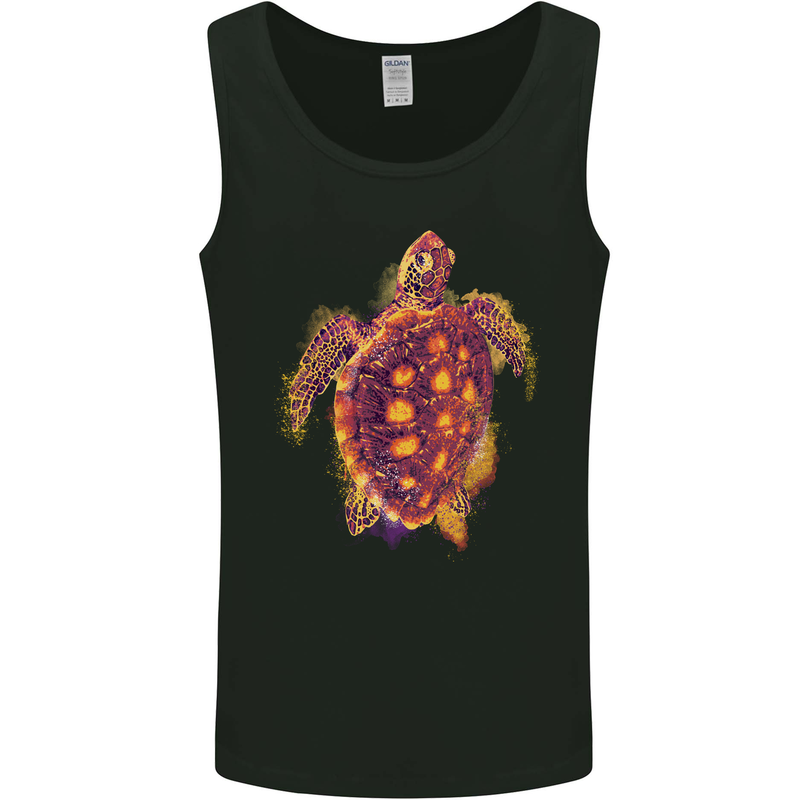 A Watercolour Turtle Mens Vest Tank Top Black