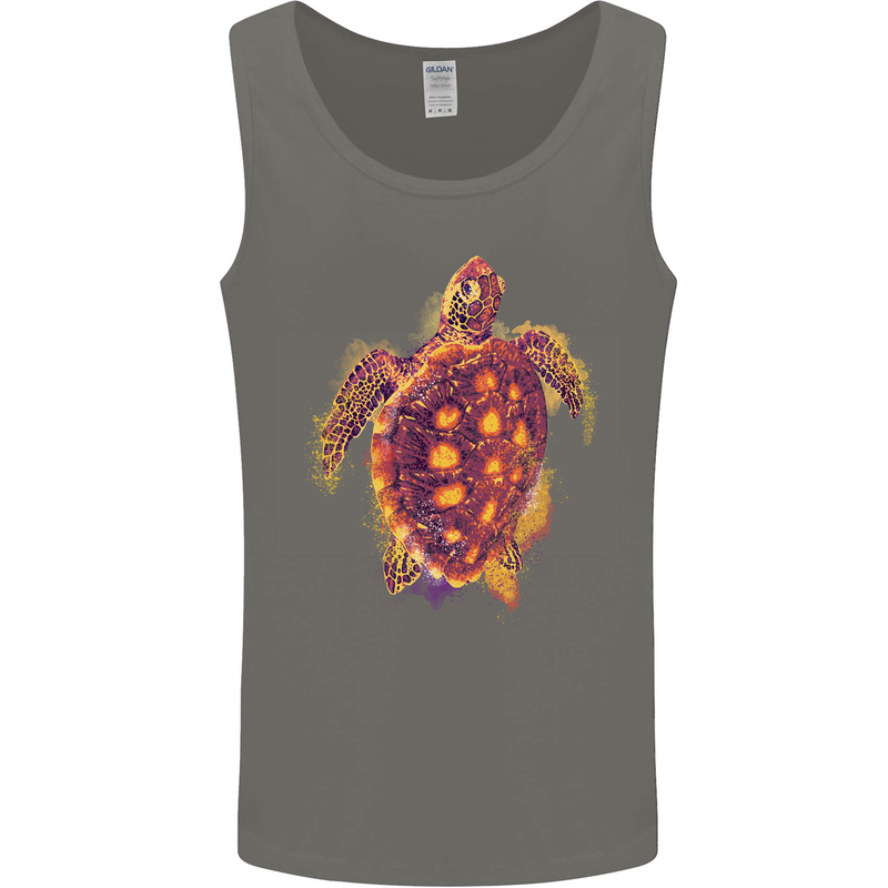 A Watercolour Turtle Mens Vest Tank Top Charcoal