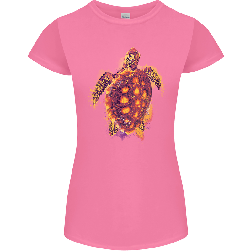 A Watercolour Turtle Womens Petite Cut T-Shirt Azalea