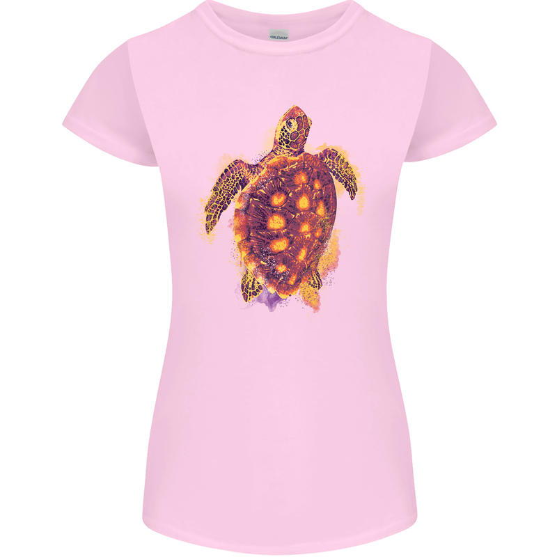 A Watercolour Turtle Womens Petite Cut T-Shirt Light Pink