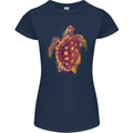 A Watercolour Turtle Womens Petite Cut T-Shirt Navy Blue