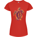 A Watercolour Turtle Womens Petite Cut T-Shirt Red