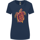 A Watercolour Turtle Womens Wider Cut T-Shirt Navy Blue