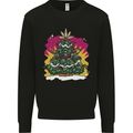 A Weed Christmas Tree Cannabis Trippy Kids Sweatshirt Jumper Black