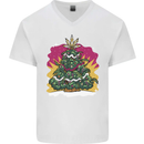 A Weed Christmas Tree Cannabis Trippy Mens V-Neck Cotton T-Shirt White