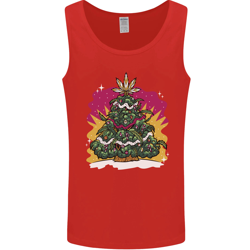 A Weed Christmas Tree Cannabis Trippy Mens Vest Tank Top Red