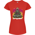 A Weed Christmas Tree Cannabis Trippy Womens Petite Cut T-Shirt Red