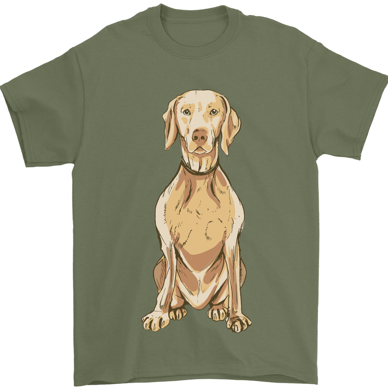 A Weimaraner Posing Dog Mens T-Shirt 100% Cotton Military Green