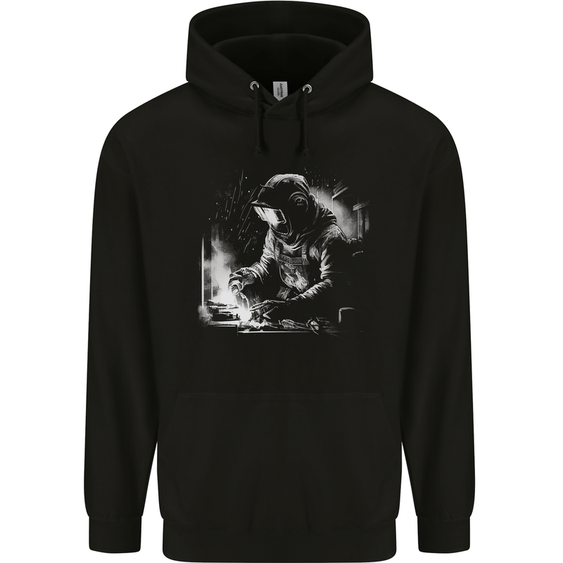 A Welder Welding a Joint Childrens Kids Hoodie Black